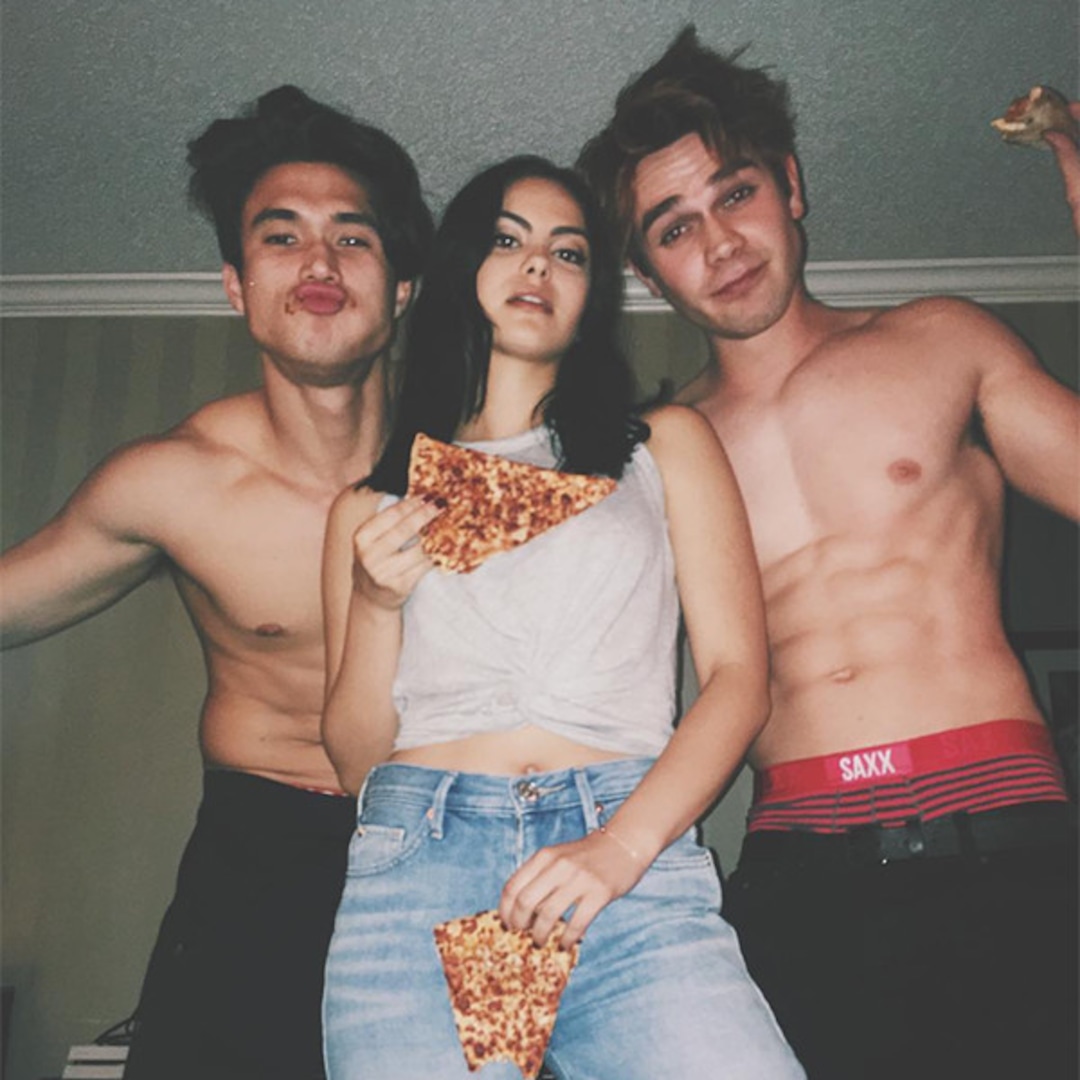 Riverdale Stars KJ Apa and Camila Mendes' Shirtless Pizza Party - E